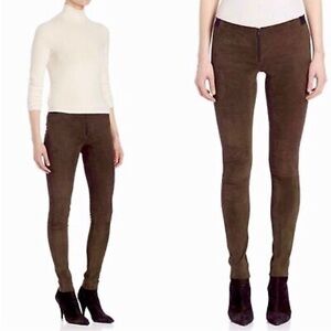 Alice and Olivia brown suede front zipper pants